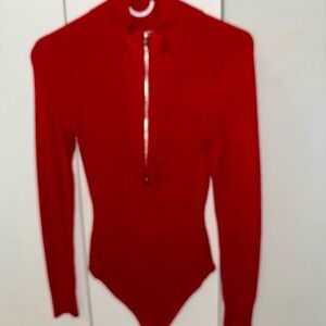 NWOT A&F Red Zippered Women's Bodysuit Sweater